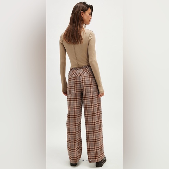 NWT Free People M Hudson Canyon Pants in Neutral Combo New $98 Brown - Picture 2 of 7